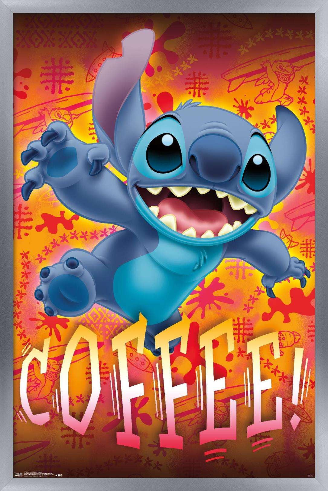 Disney Lilo and Stitch - Coffee Wall Poster, 14.725" x 22.375", Framed