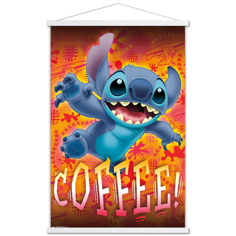 Trends International Disney Lilo and Stitch - Sitting Framed Wall Poster  Prints Mahogany Framed Version 22.375 x 34