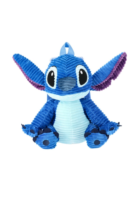 Disney Lilo and Stitch Kids Corduroy Plush Backpack, Blue