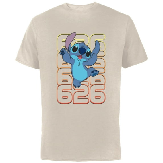 Disney Lilo and Stitch Experiment 626 - Short Sleeve Cotton T-Shirt for Adults - Customized-Natural