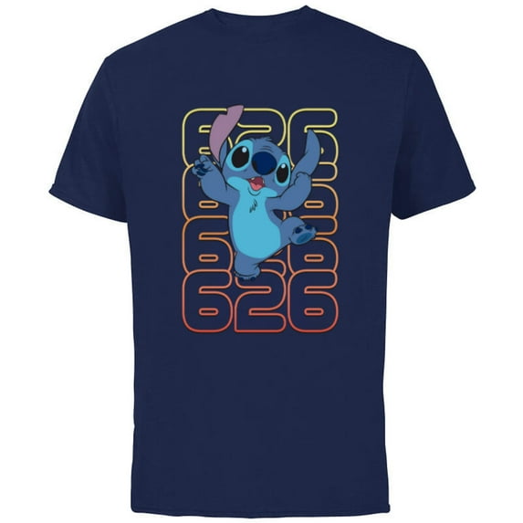 Disney Lilo and Stitch Experiment 626 - Short Sleeve Cotton T-Shirt for Adults - Customized-Navy