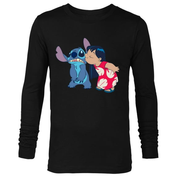 Disney Lilo and Stitch Funny Kisses - Long Sleeve T-Shirt for Men - Customized-Black