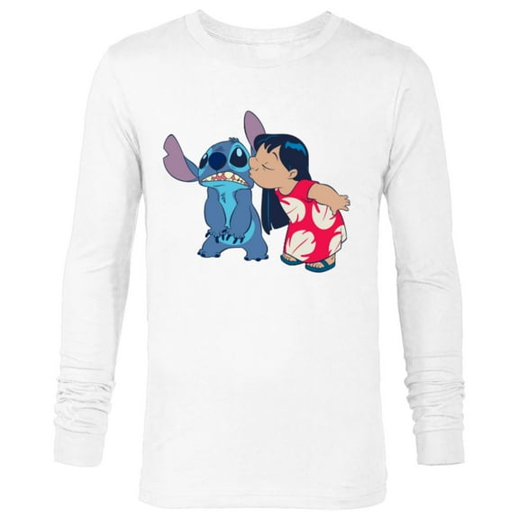 Disney Lilo and Stitch Funny Kisses - Long Sleeve T-Shirt for Men - Customized-White