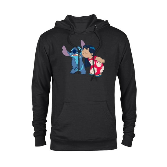 Disney Lilo and Stitch Funny Kisses - Pullover Hoodie for Adults - Customized-Black