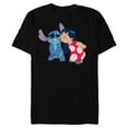 thumbnail image 1 of Disney Lilo and Stitch Funny Kisses - Short Sleeve Blended T-Shirt for Adults - Customized-Black, 1 of 5