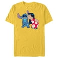 thumbnail image 1 of Disney Lilo and Stitch Funny Kisses - Short Sleeve Blended T-Shirt for Adults - Customized-Yellow, 1 of 5