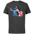 thumbnail image 1 of Disney Lilo and Stitch Funny Kisses - Short Sleeve Cotton T-Shirt for Adults - Customized-Charcoal, 1 of 5