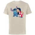 thumbnail image 1 of Disney Lilo and Stitch Funny Kisses - Short Sleeve Cotton T-Shirt for Adults - Customized-Natural, 1 of 5