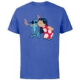 thumbnail image 1 of Disney Lilo and Stitch Funny Kisses - Short Sleeve Cotton T-Shirt for Adults - Customized-Royal Heather, 1 of 5