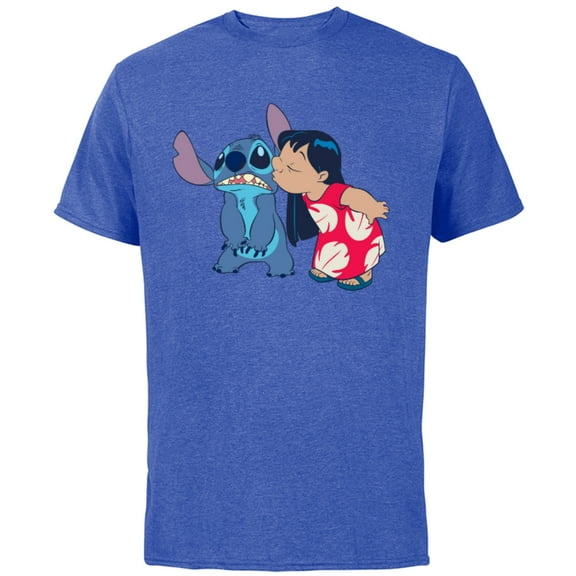 Disney Lilo and Stitch Funny Kisses - Short Sleeve Cotton T-Shirt for Adults - Customized-Royal Heather