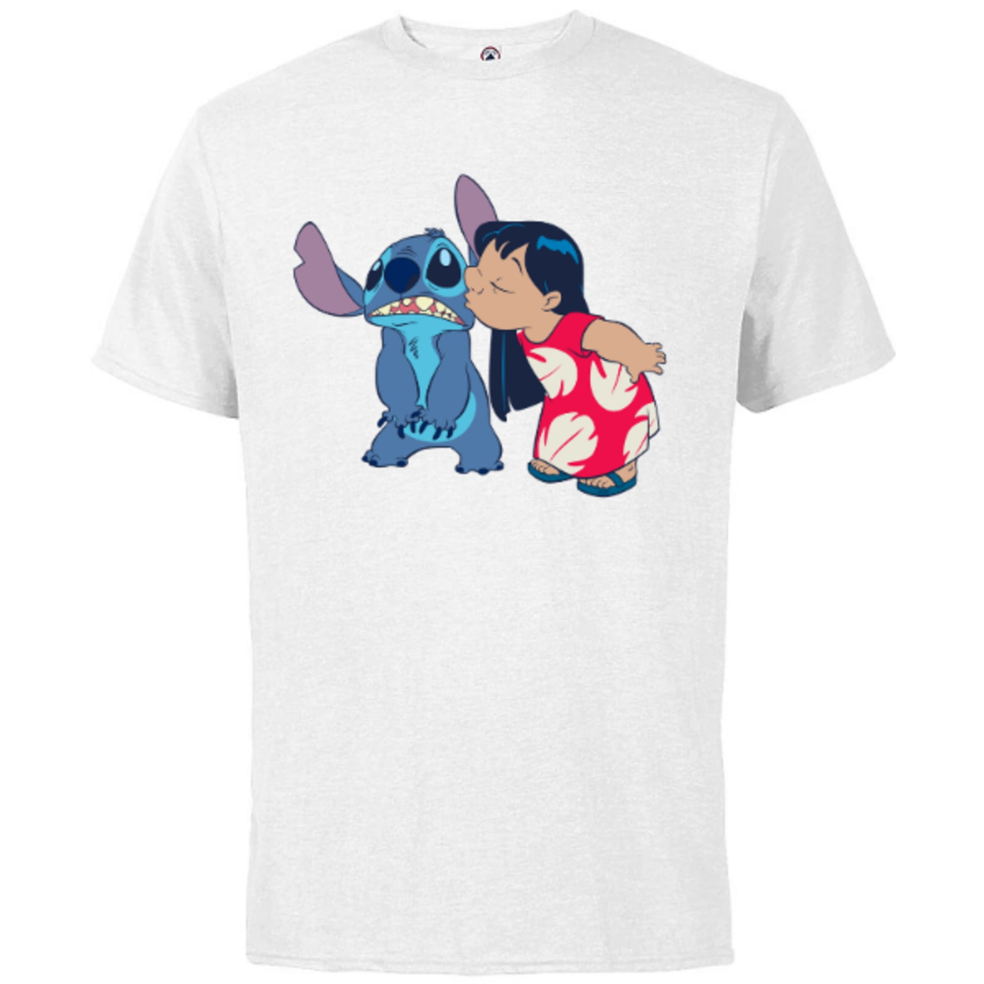 - Sleeve - Short Kisses Disney Funny and Stitch Adults Cotton Customized-White for Lilo T-Shirt