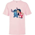 thumbnail image 1 of Disney Lilo and Stitch Funny Kisses - Short Sleeve T-Shirt for Kids - Customized-Soft Pink, 1 of 5