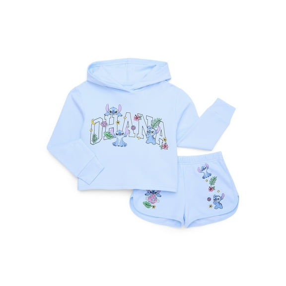Disney Lilo and Stitch Girls Graphic Hoodie and Shorts Set, 2-Piece, Sizes 4-16