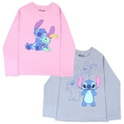 Disney Lilo and Stitch Girls Graphic Tees Long Sleeve T Shirts Classic Lilo & Stitch Print T Shirt 2 Pack Girls Tops (Size 7-16)