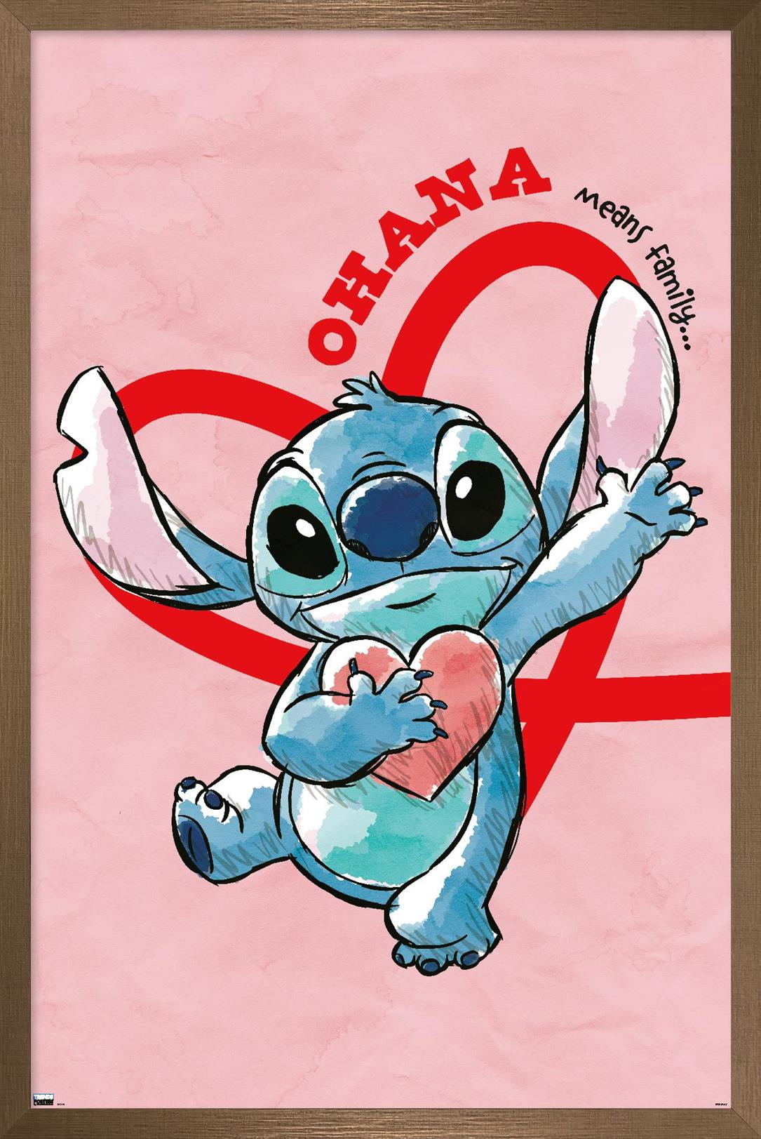 Disney Lilo and Stitch Hearts Wall Poster, 14.725" x 22.375" Framed
