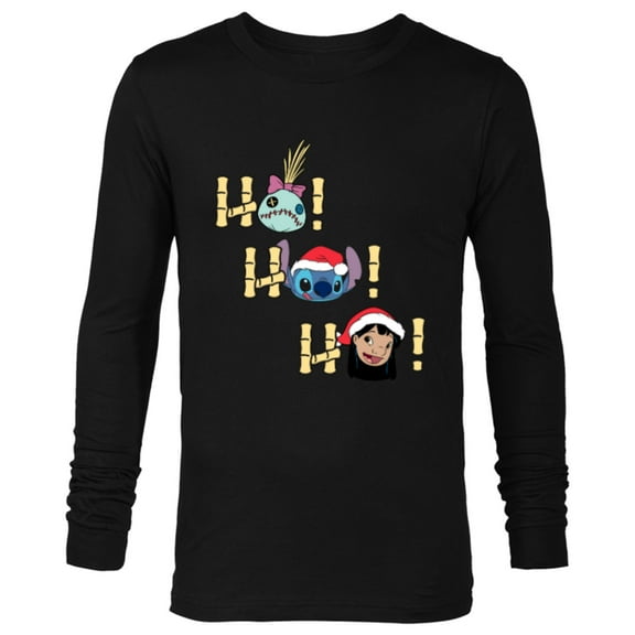 Disney Lilo and Stitch Ho Ho Ho Holiday - Long Sleeve T-Shirt for Men - Customized-Black