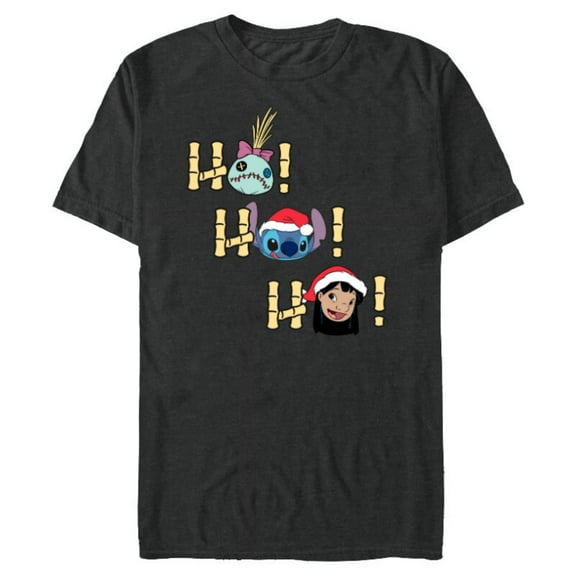 Disney Lilo and Stitch Ho Ho Ho Holiday - Short Sleeve Blended T-Shirt for Adults - Customized-Dark Heather
