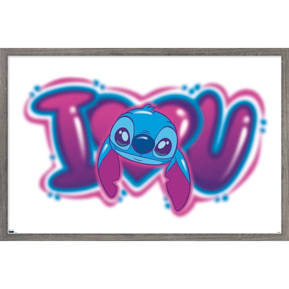 Disney Lilo and Stitch - I Heart You Wall Poster, 14.725" x 22.375" Framed