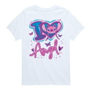 LILO & STITCH Disney - Lilo and Stitch - I Love Angel - Boy's Toddler And Youth Short Sleeve Graphic T-Shirt