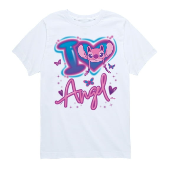 Disney - Lilo and Stitch - I Love Angel - Boy's Toddler And Youth Short Sleeve Graphic T-Shirt