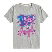 LILO & STITCH Disney - Lilo and Stitch - I Love Angel - Boy's Toddler And Youth Short Sleeve Graphic T-Shirt