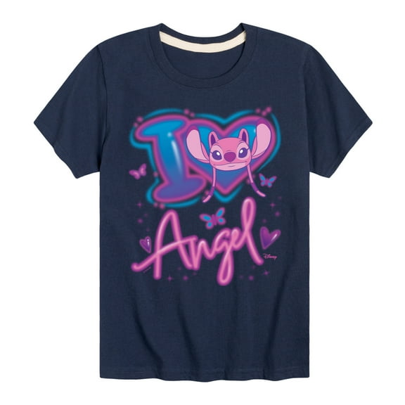 Disney - Lilo and Stitch - I Love Angel - Boy's Toddler And Youth Short Sleeve Graphic T-Shirt