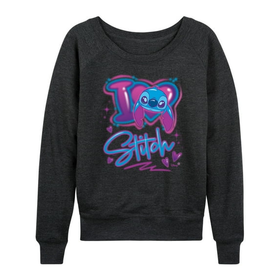 Disney - Lilo and Stitch - I Love Stitch - Women's French Terry Pullover Sweatshirt