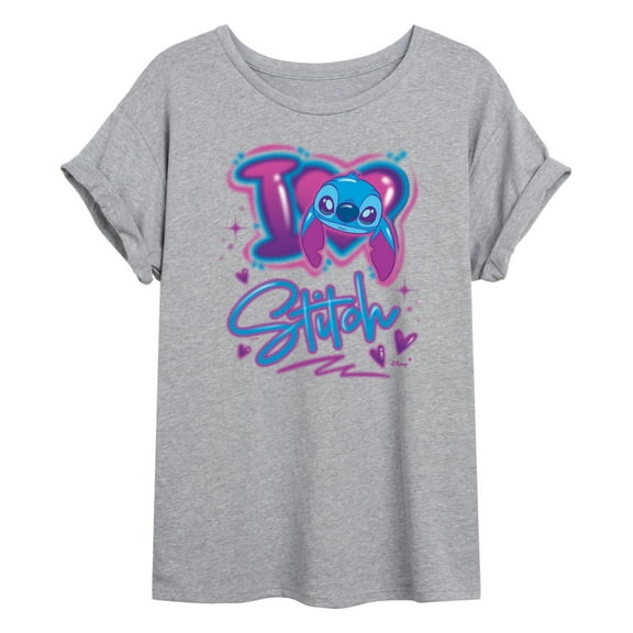 Disney - Lilo & Stitch - I Love Stitch - Women's Oversized Graphic T-Shirt
