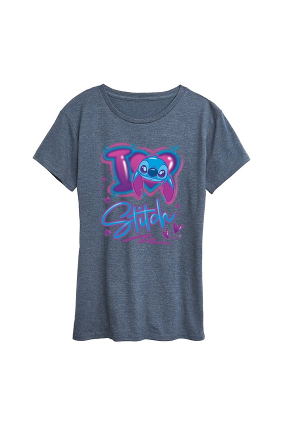 Disney - Lilo & Stitch - I Love Stitch - Women's Short Sleeve Graphic T-Shirt