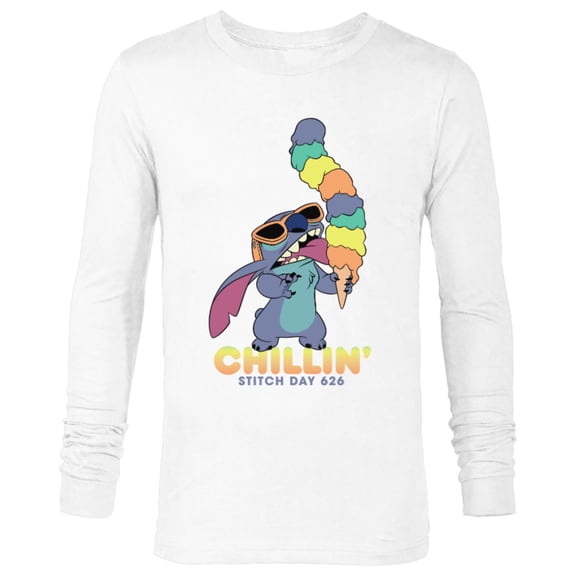 Disney Lilo and Stitch Ice Cream Chillin' - Long Sleeve T-Shirt for Men -Customized-White