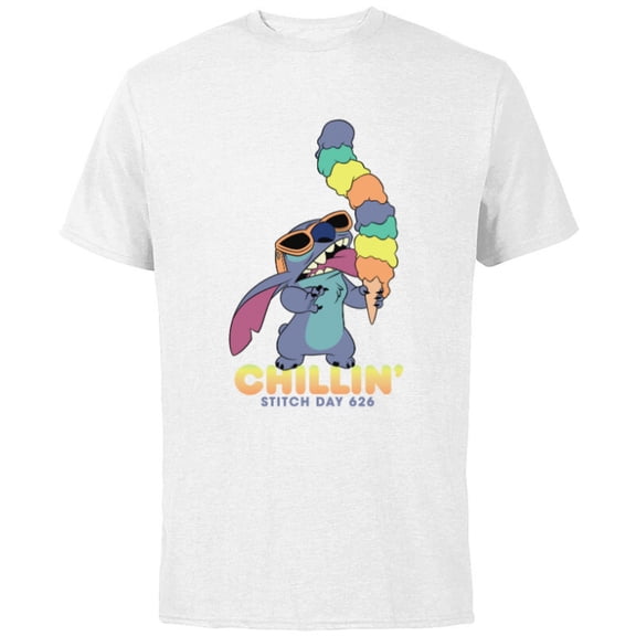 Disney Lilo and Stitch Ice Cream Chillin' - Short Sleeve Cotton T-Shirt for Adults -Customized-White