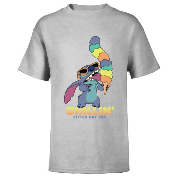 Disney Lilo and Stitch Ice Cream Chillin' - Short Sleeve T-Shirt for Kids -Customized-Athletic Heather