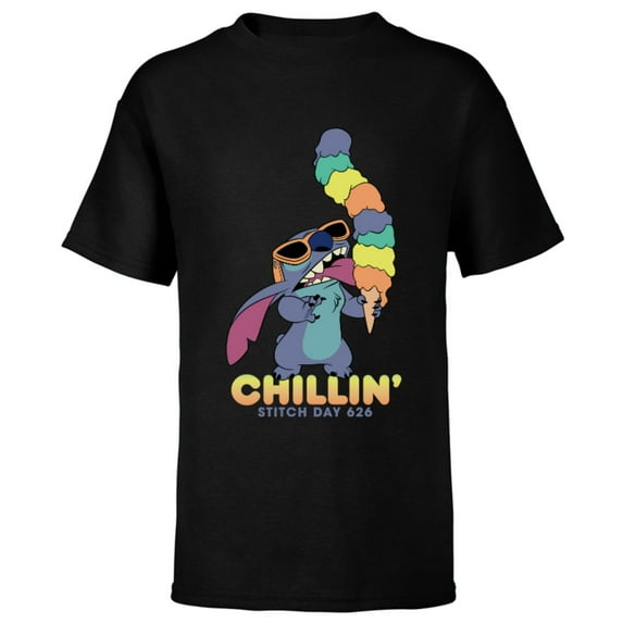 Disney Lilo and Stitch Ice Cream Chillin' - Short Sleeve T-Shirt for Kids -Customized-Black
