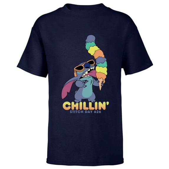 Disney Lilo and Stitch Ice Cream Chillin' - Short Sleeve T-Shirt for Kids -Customized-Navy
