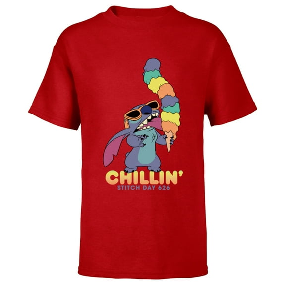 Disney Lilo and Stitch Ice Cream Chillin' - Short Sleeve T-Shirt for Kids -Customized-Red