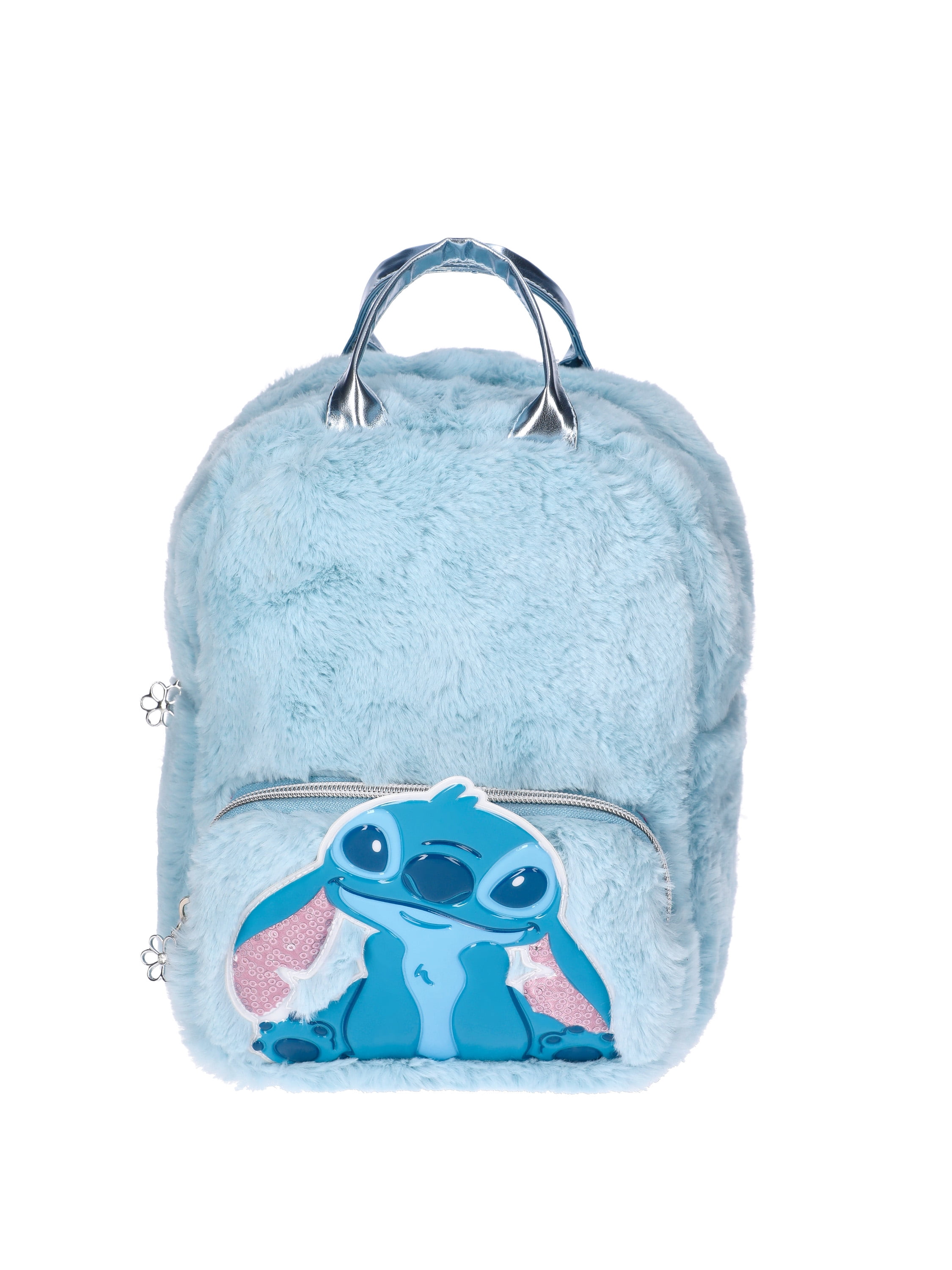 DISNEY Lilo & Stitch Girls Faux Fur Mini Backpack, Blue