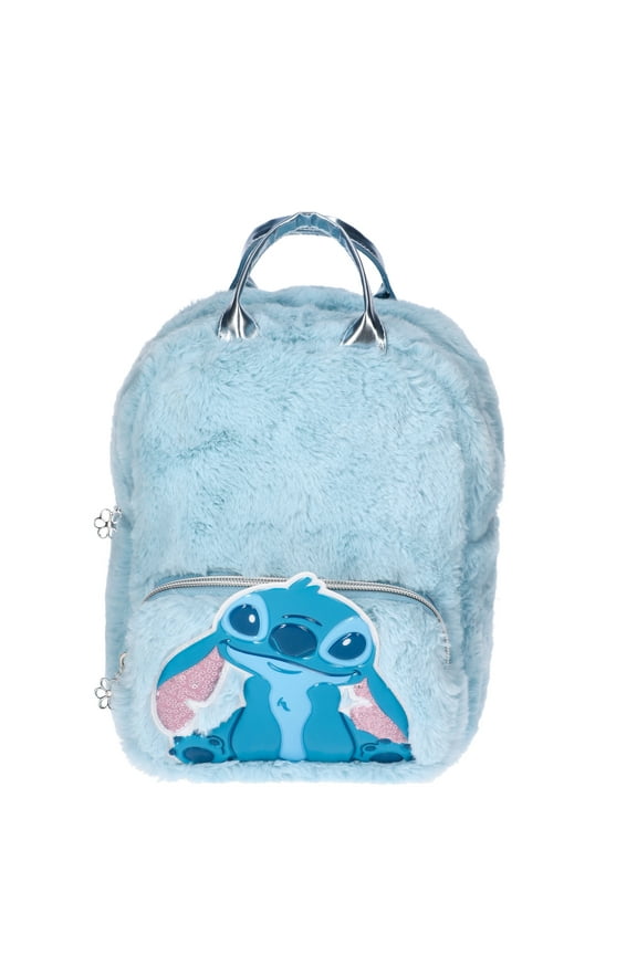 Lilo & Stitch Girls Faux Fur Mini Backpack, Blue