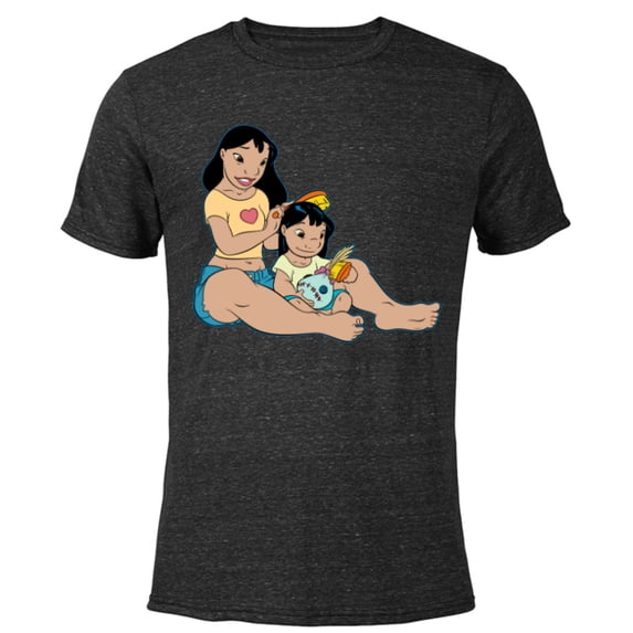 Disney Lilo and Stitch Lilo and Nani Sister - Short Sleeve Blended T-Shirt for Adults - Customized-Black