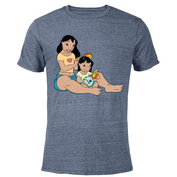Disney Lilo and Stitch Lilo and Nani Sister - Short Sleeve Blended T-Shirt for Adults - Customized-Navy Heather