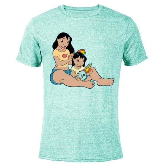 Disney Lilo and Stitch Lilo and Nani Sister - Short Sleeve Blended T-Shirt for Adults - Customized-Ocean Blue