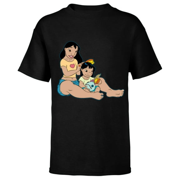 Disney Lilo and Stitch Lilo and Nani Sister - Short Sleeve T-Shirt for Kids - Customized-Black