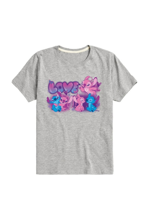 Disney - Lilo and Stitch - Love Grid - Boy's Toddler And Youth Short Sleeve Graphic T-Shirt