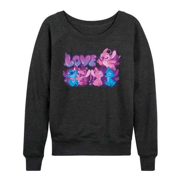 Disney - Lilo & Stitch - Love Grid - Women's French Terry Pullover Long Sleeve Shirt