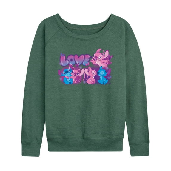 Disney - Lilo and Stitch - Love Grid - Women's French Terry Pullover Sweatshirt