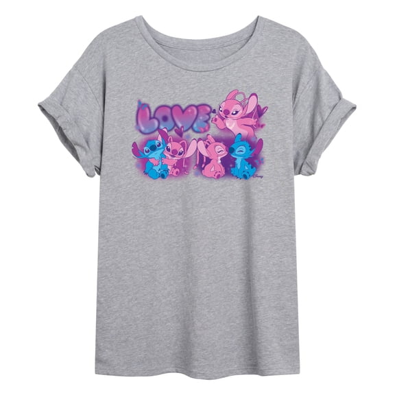 Disney - Lilo & Stitch - Love Grid - Women's Oversized Graphic T-Shirt
