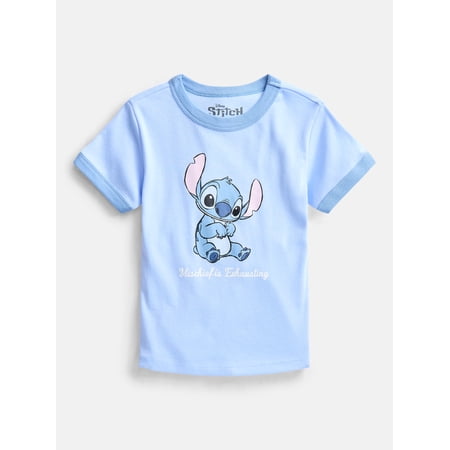 Lilo & Stitch Lilo and Stitch Girls Mischief Graphic Ringer T-Shirt, Sizes 4-16
