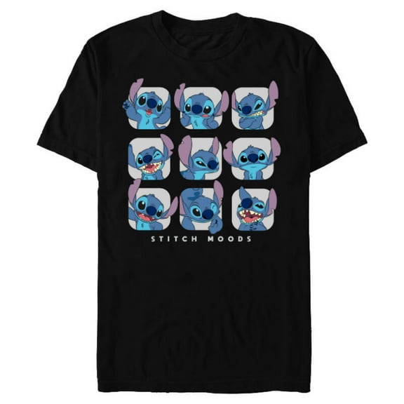 Disney Lilo and Stitch Moods - Short Sleeve Blended T-Shirt for Adults -Customized-Black