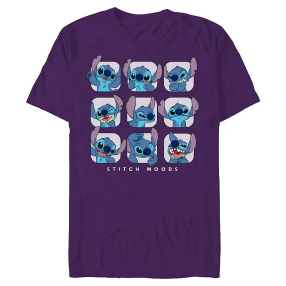 Disney Lilo and Stitch Moods - Short Sleeve Blended T-Shirt for Adults -Customized-Purple
