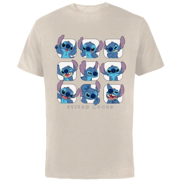 Disney Lilo and Stitch Moods - Short Sleeve Cotton T-Shirt for Adults -Customized-Natural