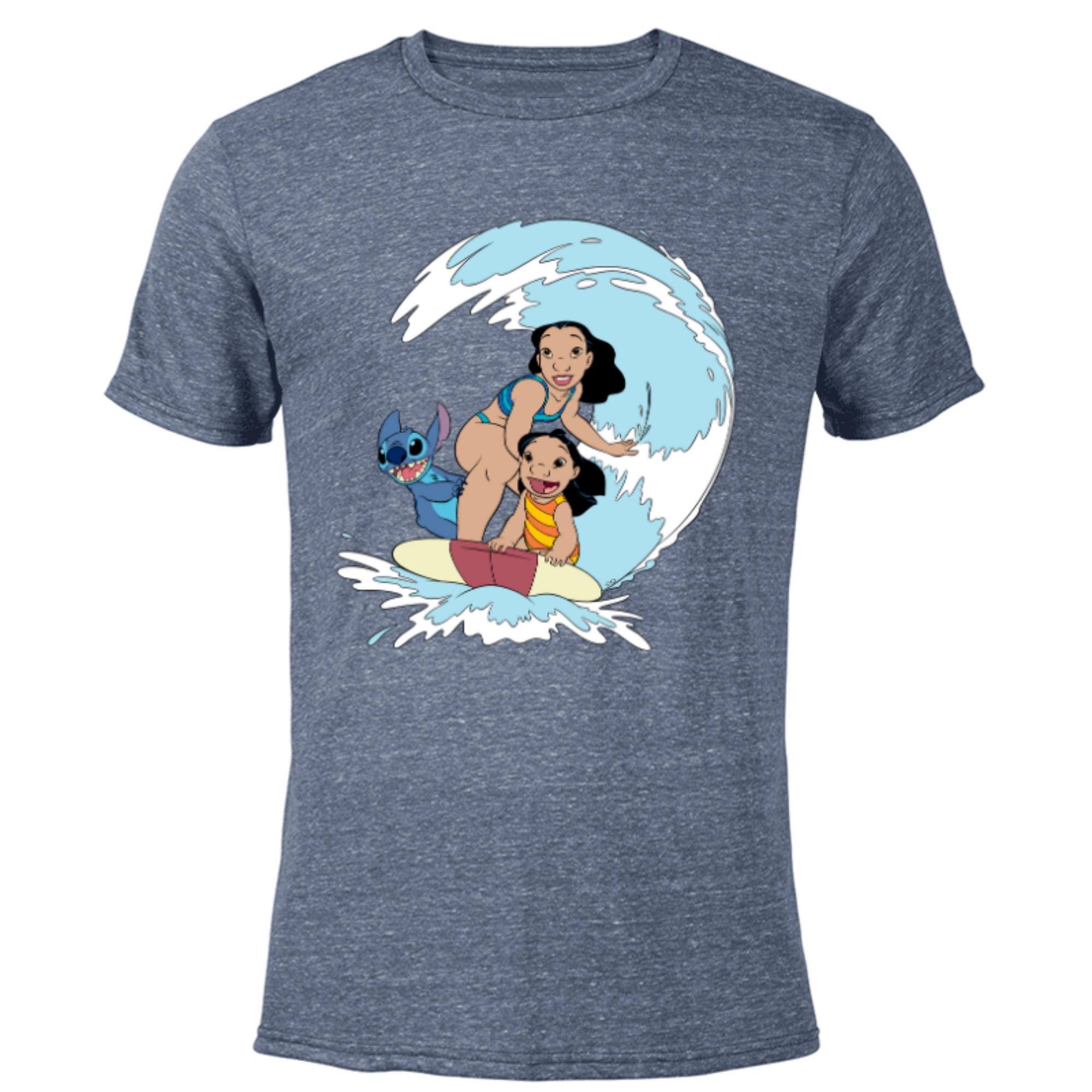 Disney Lilo and Stitch Nani Family Surf Sesh - Short Sleeve Blended T-Shirt for Adults - Customized-Navy Heather